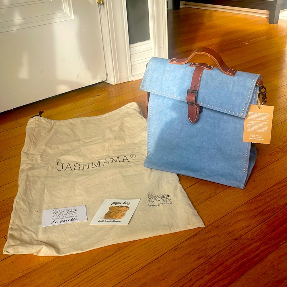 Uashmama blue handbag with leather straps brand new